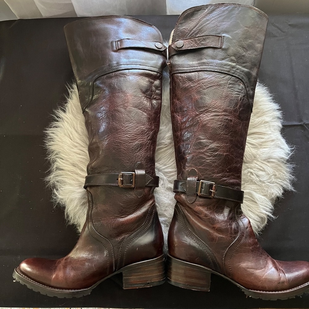 Freebird by Steven Quebec Leather Equestrian Riding Boot.  OTK Brown Siz…